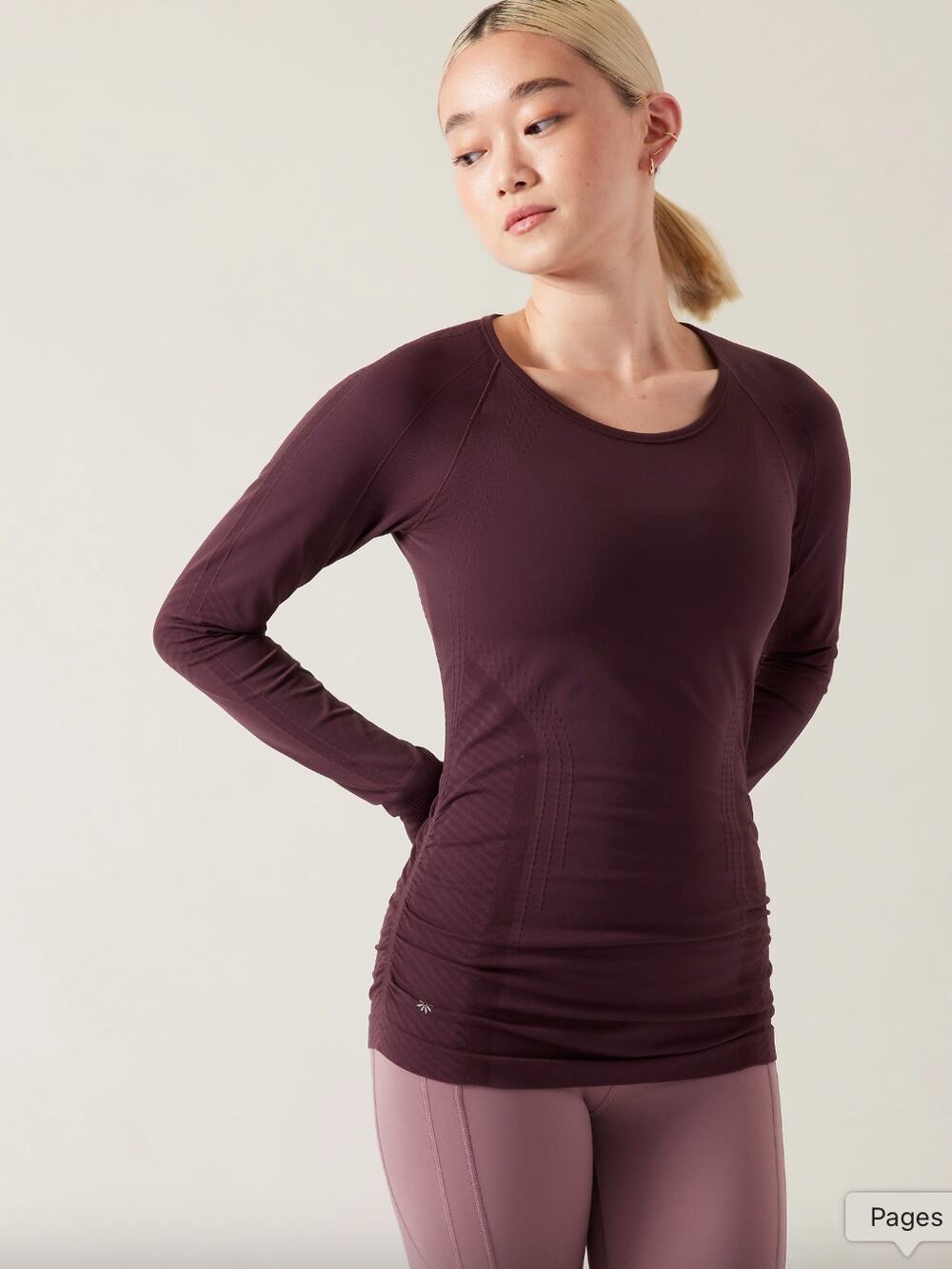 Athleta Speedlight Seamless Top Womens XS Burgundy Long Sleeve Spiced Cabernet